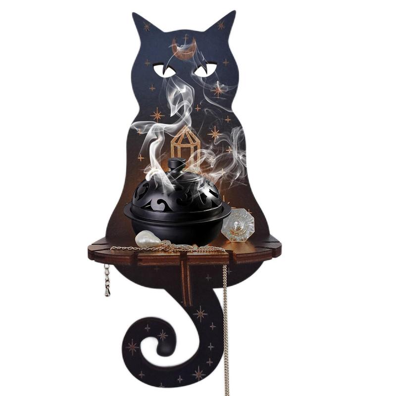 Prateleira decorativa gato para cristais e vasinhos de suculentas - Decoração holística